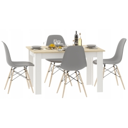Stół kuchenny 110x70 Biały + Blat DS + 4 krzesła Skandynawskie Milano Szare
